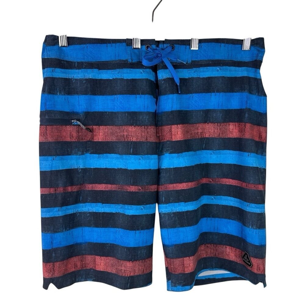 Prana Men's 36 Fenton 10" Boardshort Blue Striped‎ NWT
